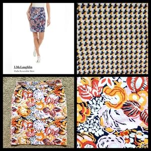 J.McLaughlin Halle reversible pencil skirt Size M Colors orange blue & pink